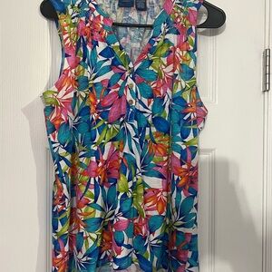 Caribbean Joe Colorful Tropical Print Top